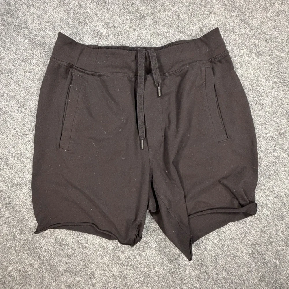 Lululemon Mens City Sweat Shorts Black Size L Raw Hem Athletic Loungewear 0694